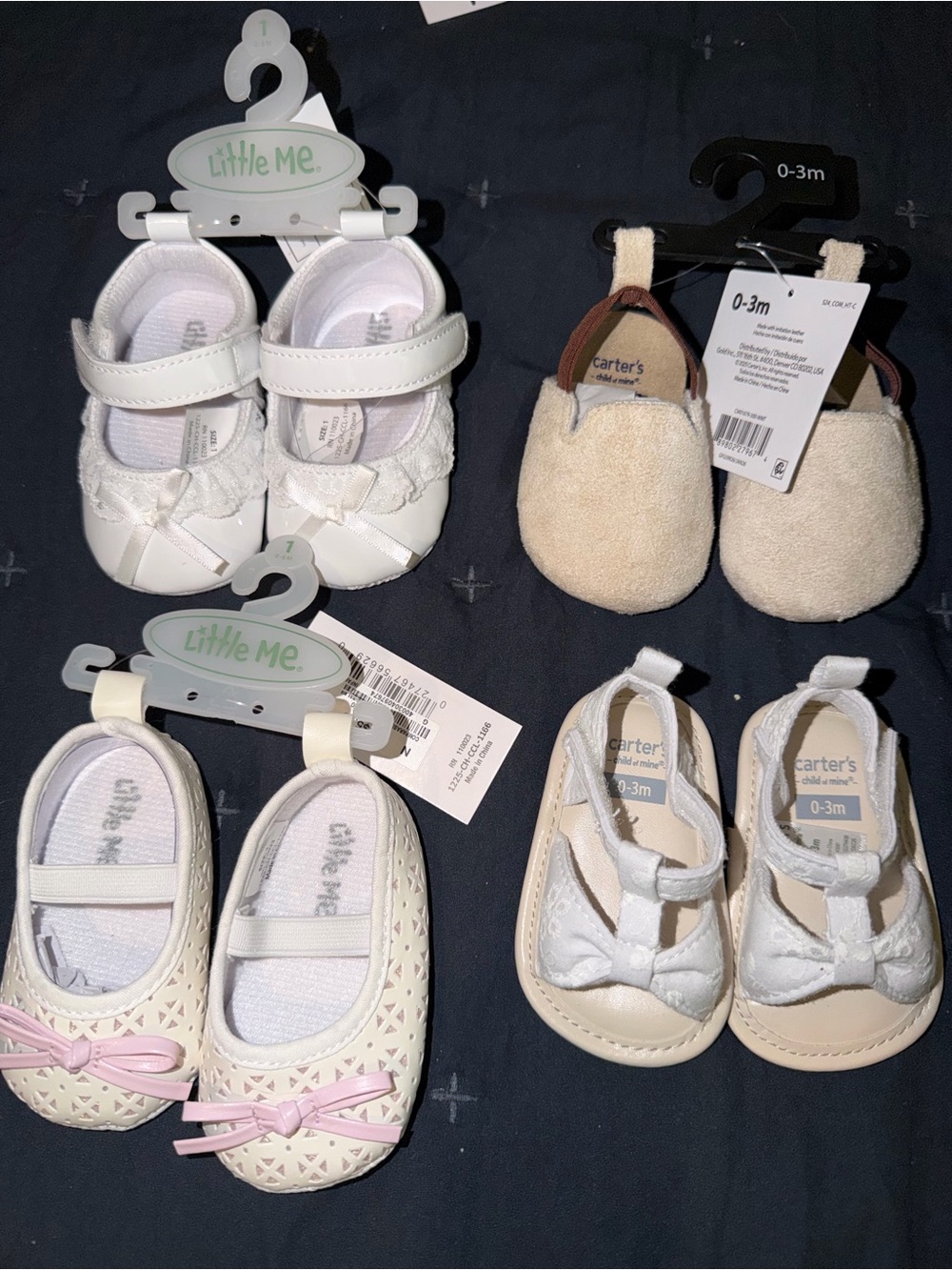 Little Me White Baby Mary Jane Shoes with Bow Accent